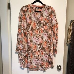 NEW Lands End Linen Floral Tunic. 2X